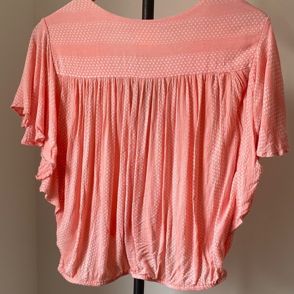 Maeve Coral Polka Dot Cropped Blouse - Picture 3 of 3